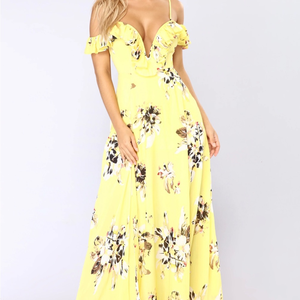 Yellow floral maxi with boning